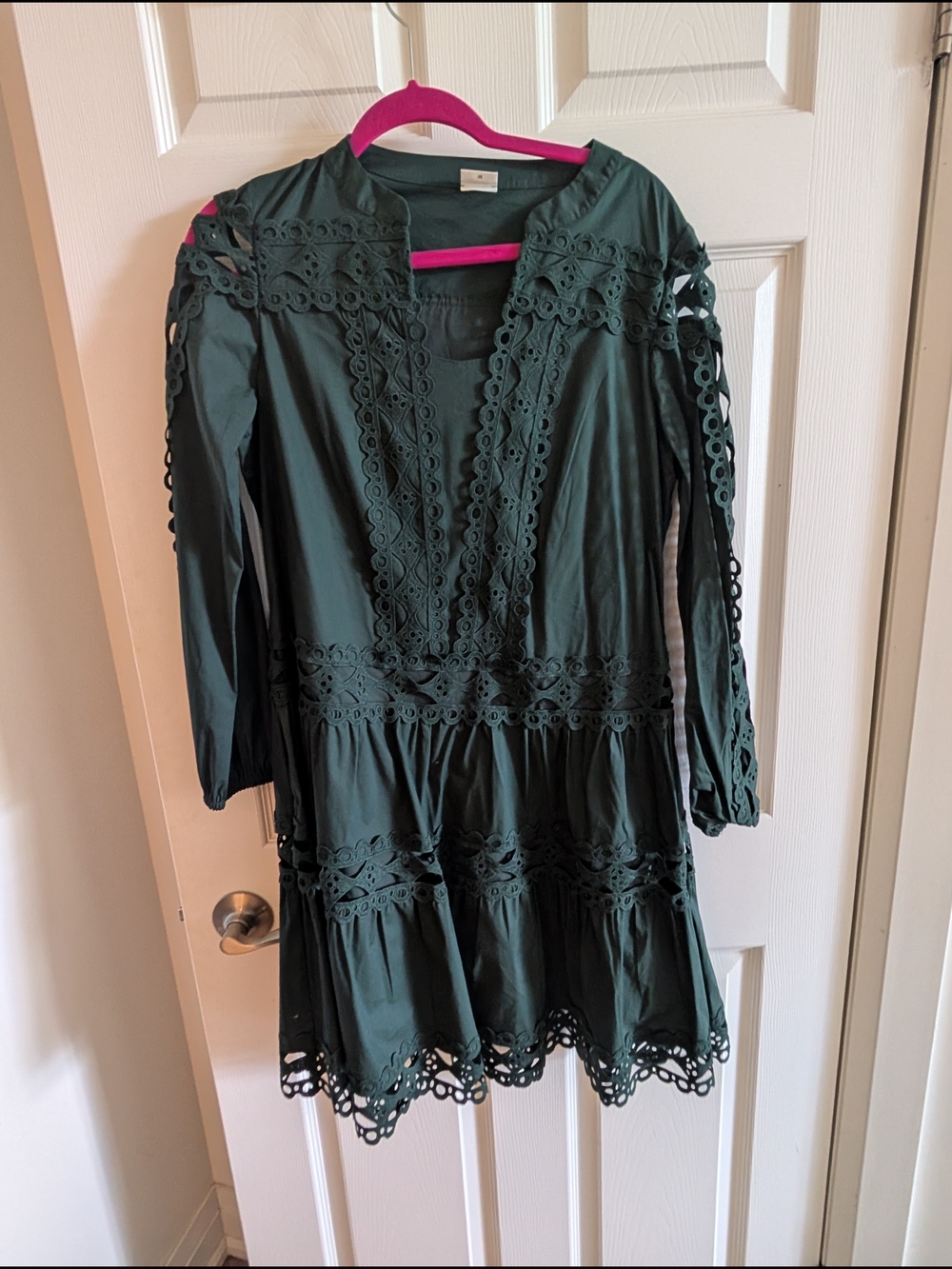 Green Lace Trim Tiered Knee High Dress By S'Oliver